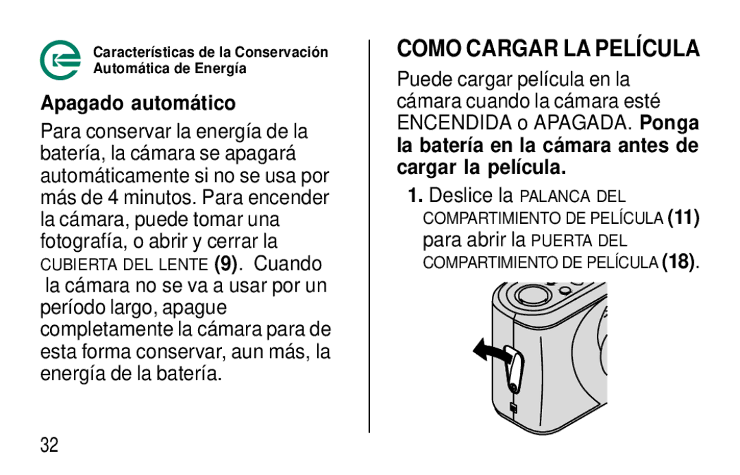 Kodak F350 manual Apagado automático, Para abrir la Puerta DEL 