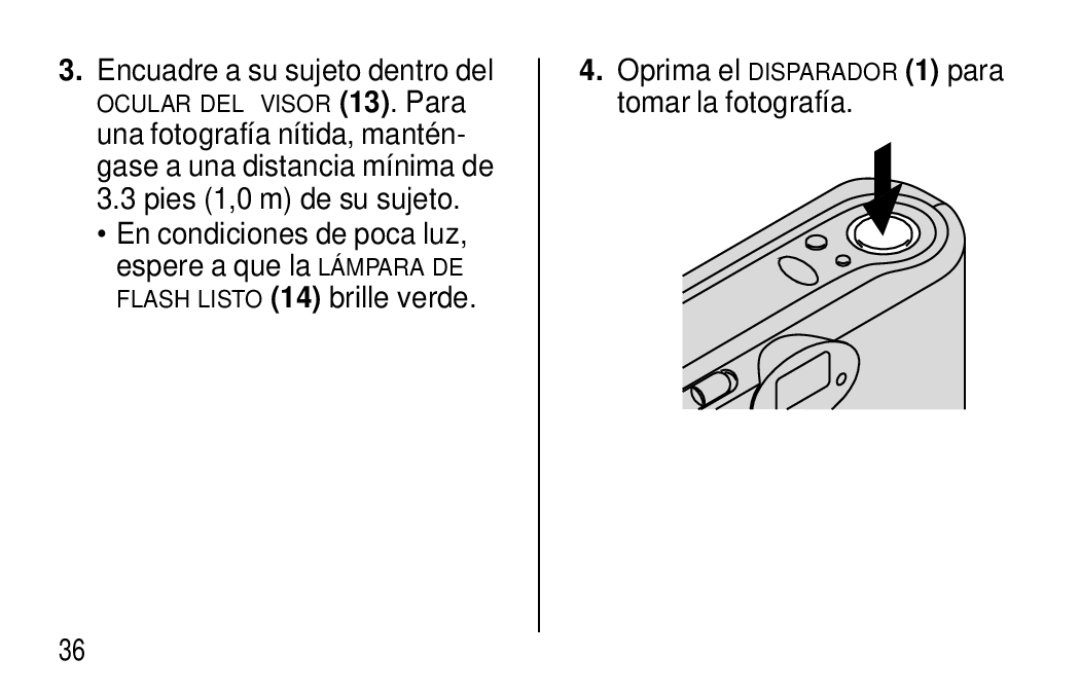 Kodak F350 manual Encuadre a su sujeto dentro del, Pies 1,0 m de su sujeto 