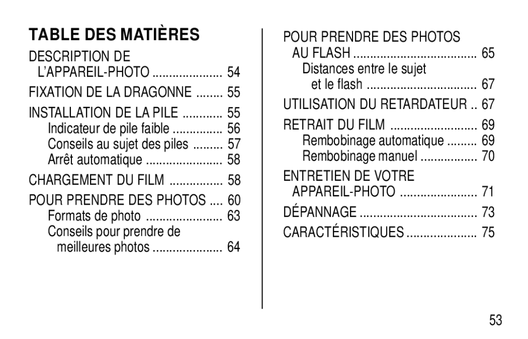 Kodak F350 manual Table DES Matières, Conseils pour prendre de 