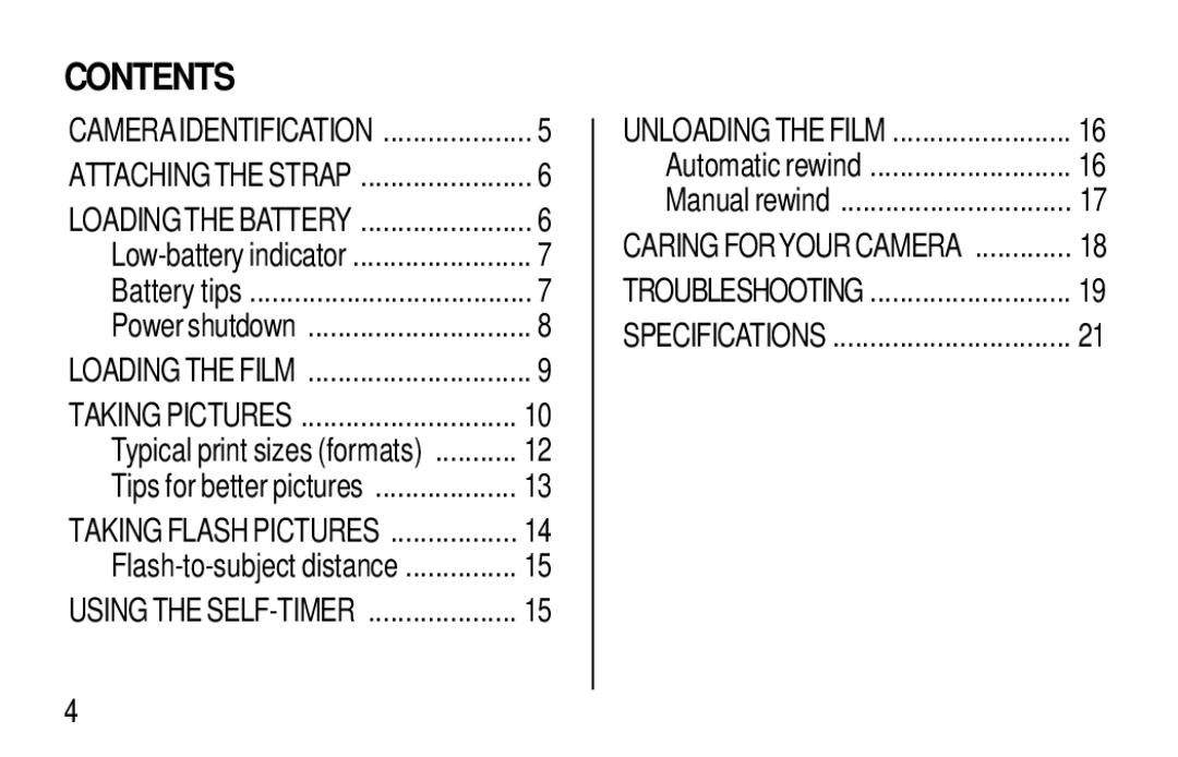 Kodak F350 manual Contents 