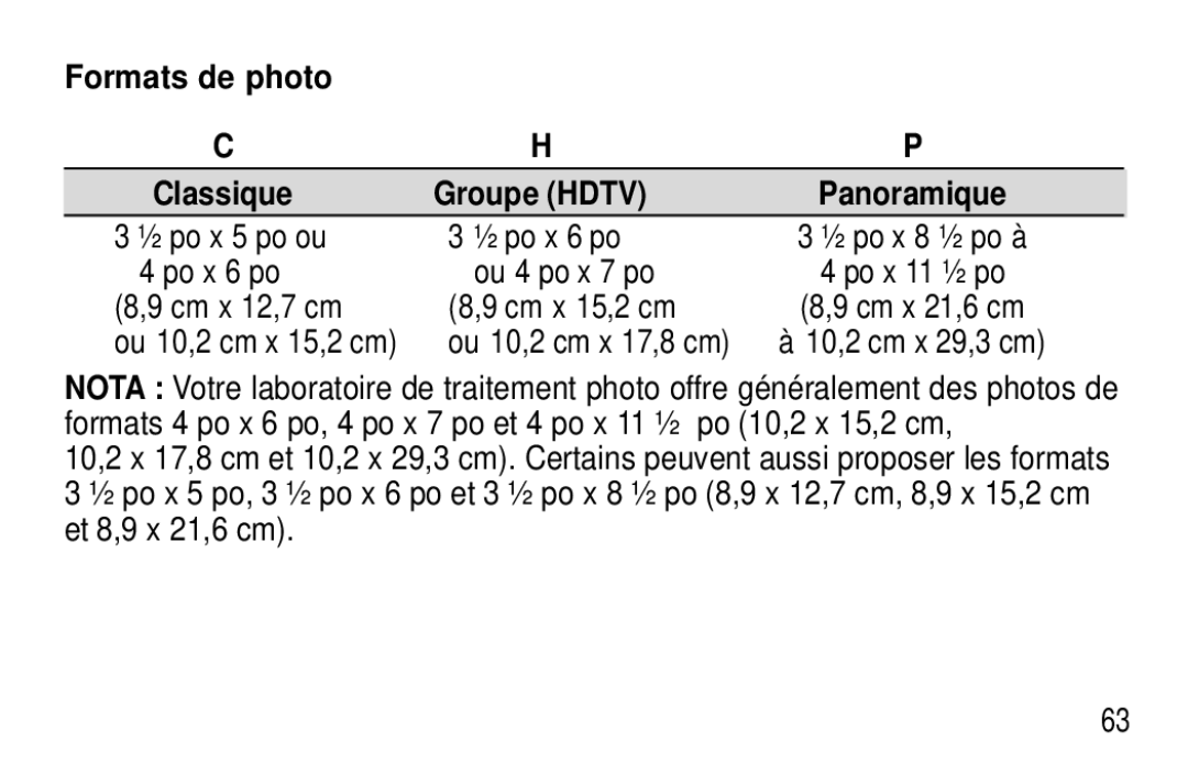 Kodak F350 manual Formats de photo, Groupe Hdtv 