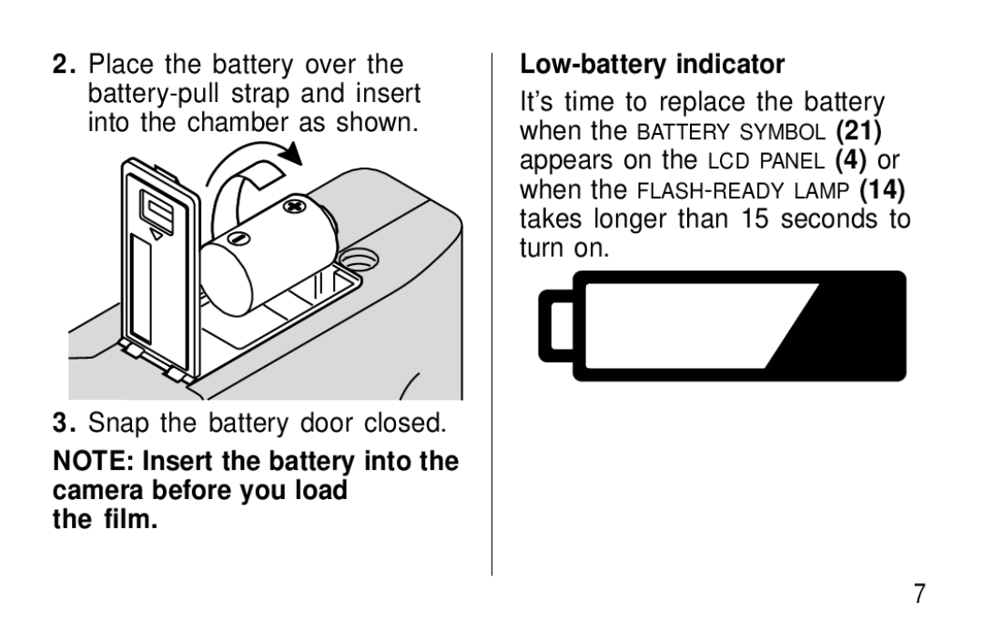 Kodak F350 manual Film Low-battery indicator 