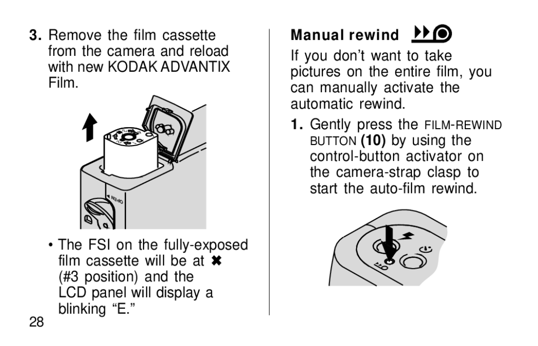 Kodak F600Zoom manual Manual rewind 