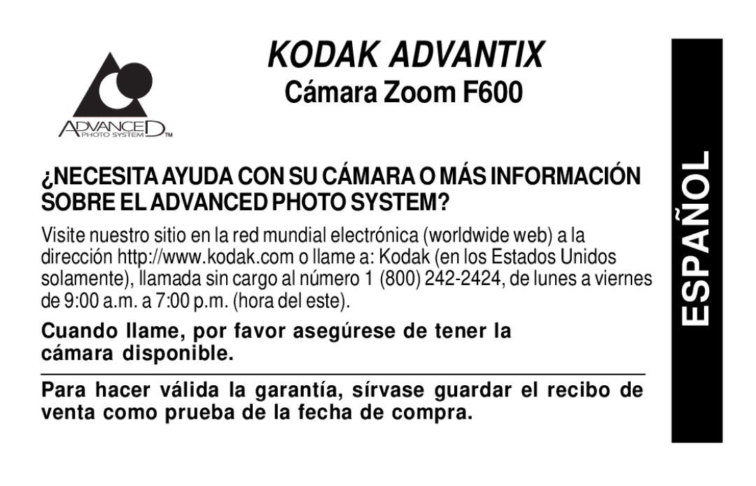 Kodak F600Zoom manual Español 