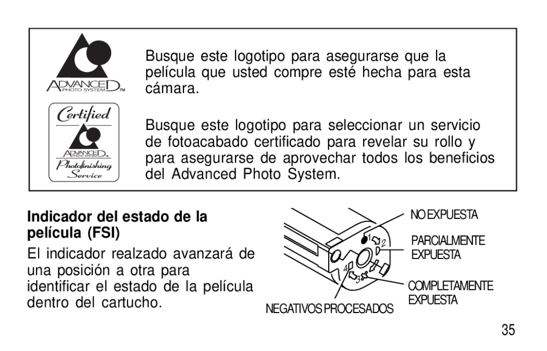 Kodak F600Zoom manual Indicador del estado de la película FSI 