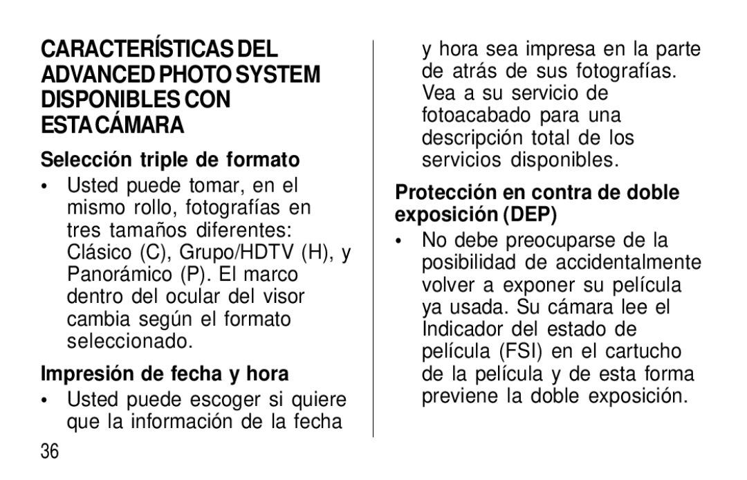 Kodak F600Zoom manual Estacámara, Selección triple de formato, Impresión de fecha y hora 