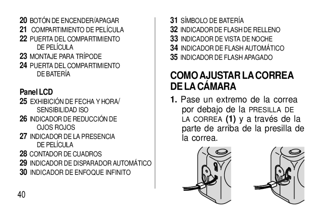 Kodak F600Zoom manual Como Ajustar LA Correa DE LA Cámara, Panel LCD 