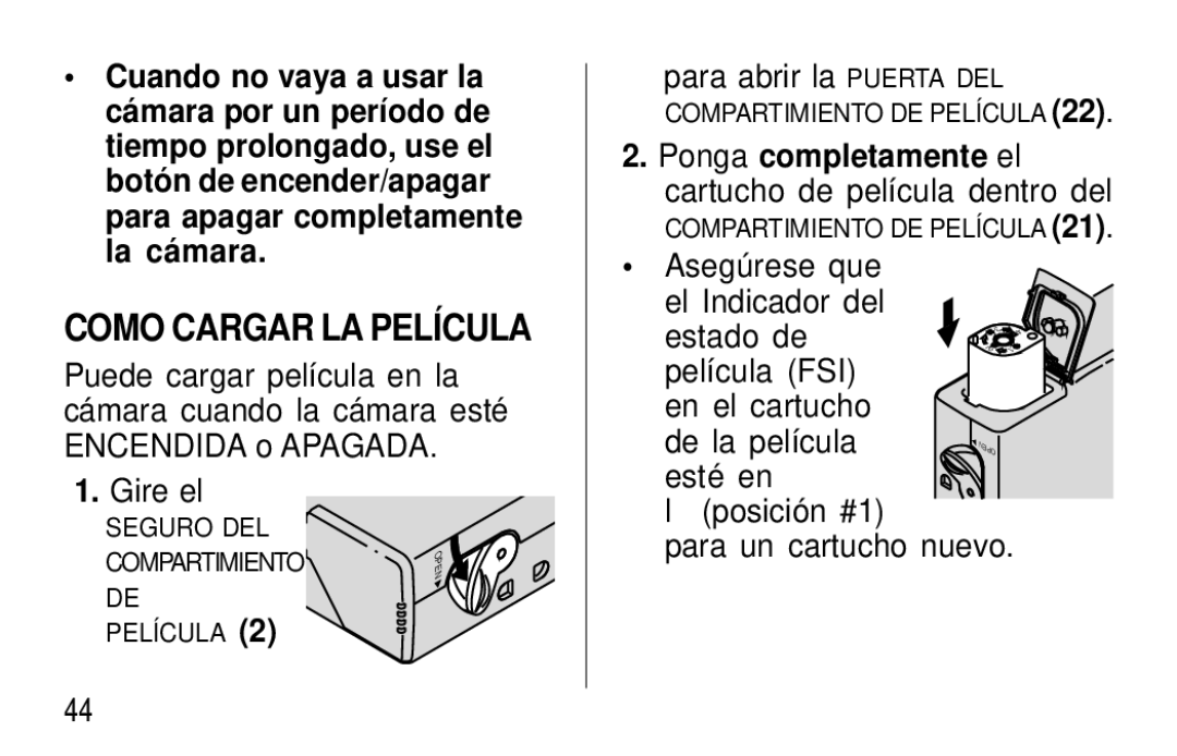 Kodak F600Zoom manual Como Cargar LA Película, Gire el, Para abrir la Puerta DEL 