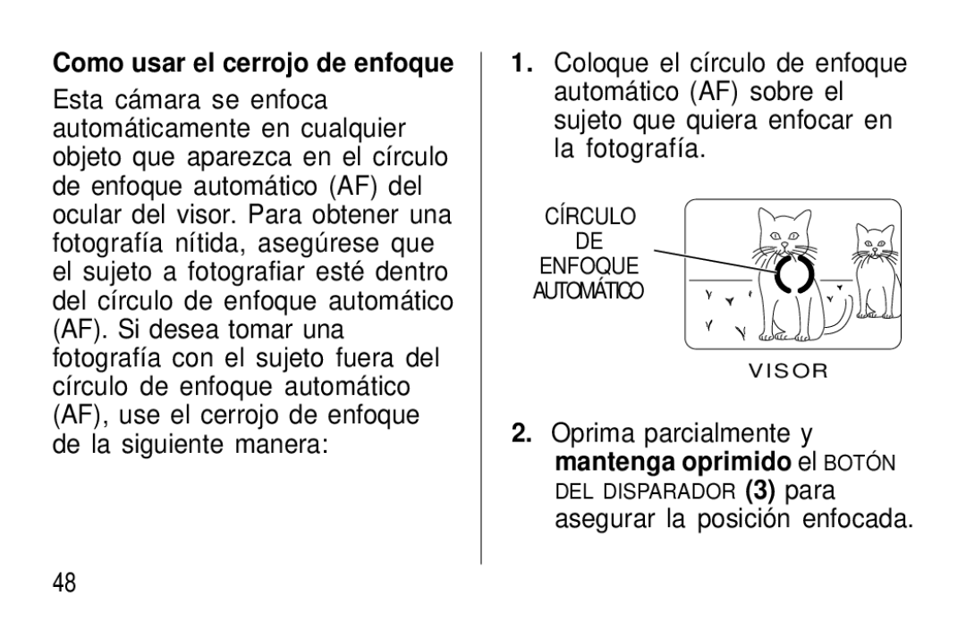 Kodak F600Zoom manual Como usar el cerrojo de enfoque, Círculo Enfoque Automátic O 