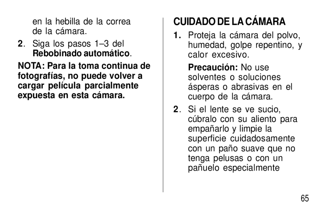 Kodak F600Zoom manual Cuidado DE LA Cámara 