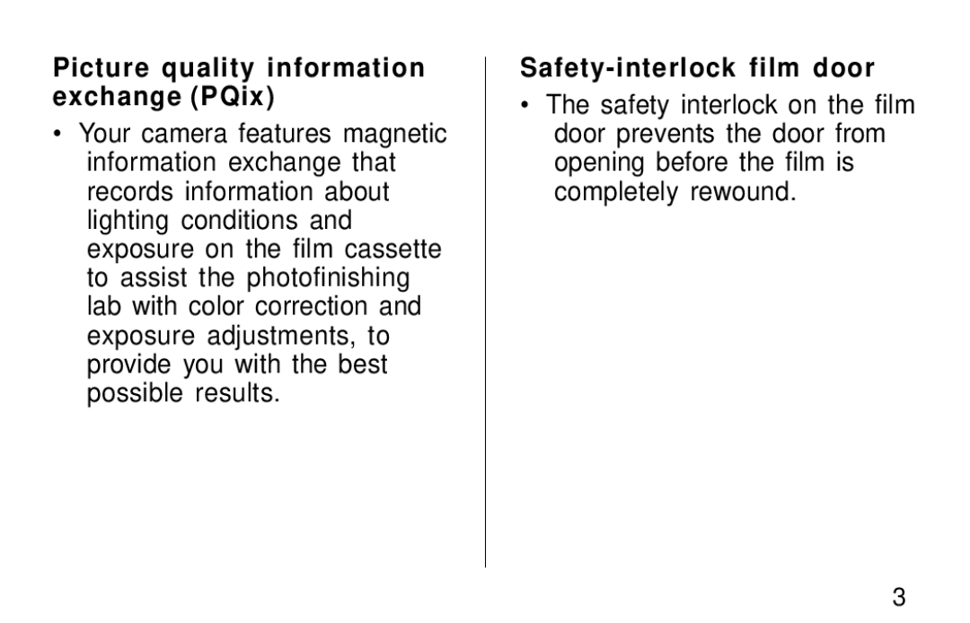 Kodak F600Zoom manual Picture quality information exchange PQix, Safety-interlock film door 