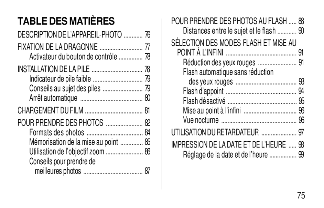 Kodak F600Zoom manual Table DES Matières, Conseils pour prendre de 