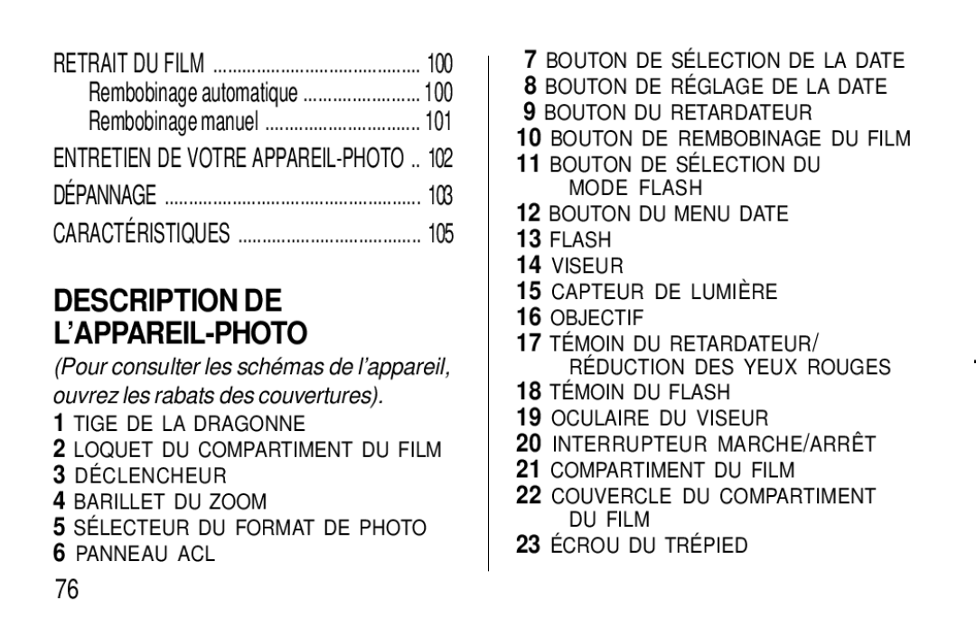 Kodak F600Zoom manual Description DE ’APPAREIL-PHOTO 