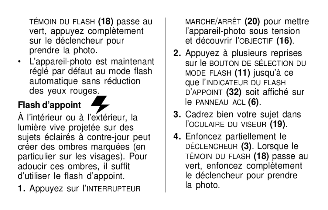 Kodak F600Zoom manual Flash d’appoint, Enfoncez partiellement le 