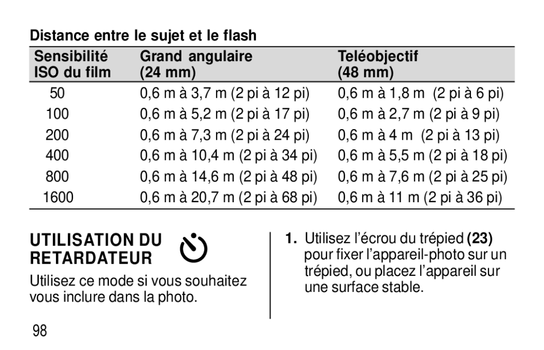 Kodak F620 Zoom manual Utilisation DU Retardateur, 100 