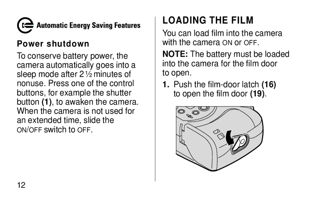 Kodak F620 Zoom manual Loading the Film, Power shutdown 