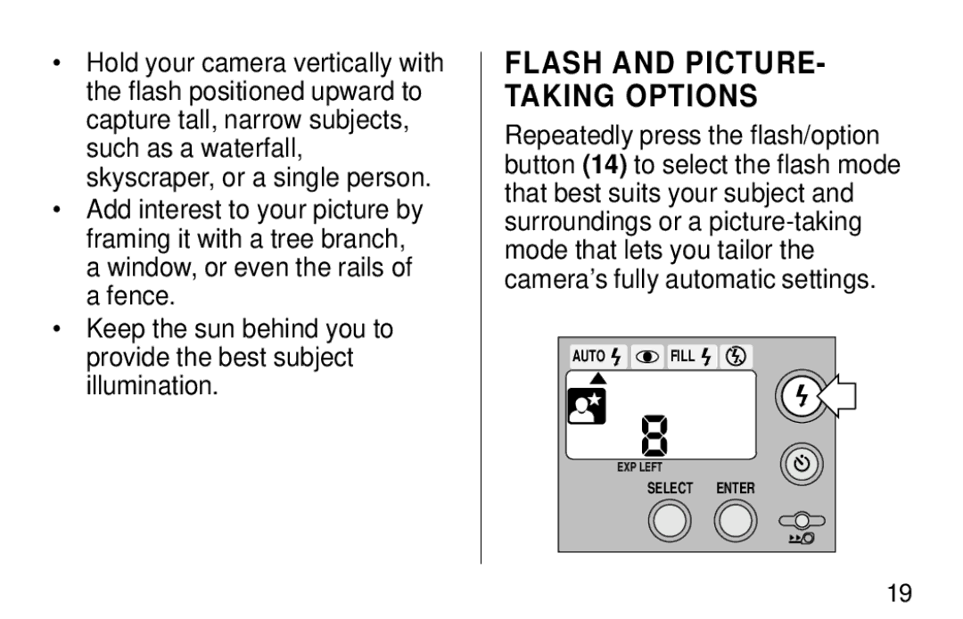 Kodak F620 Zoom manual Flash and PICTURE- Taking Options 