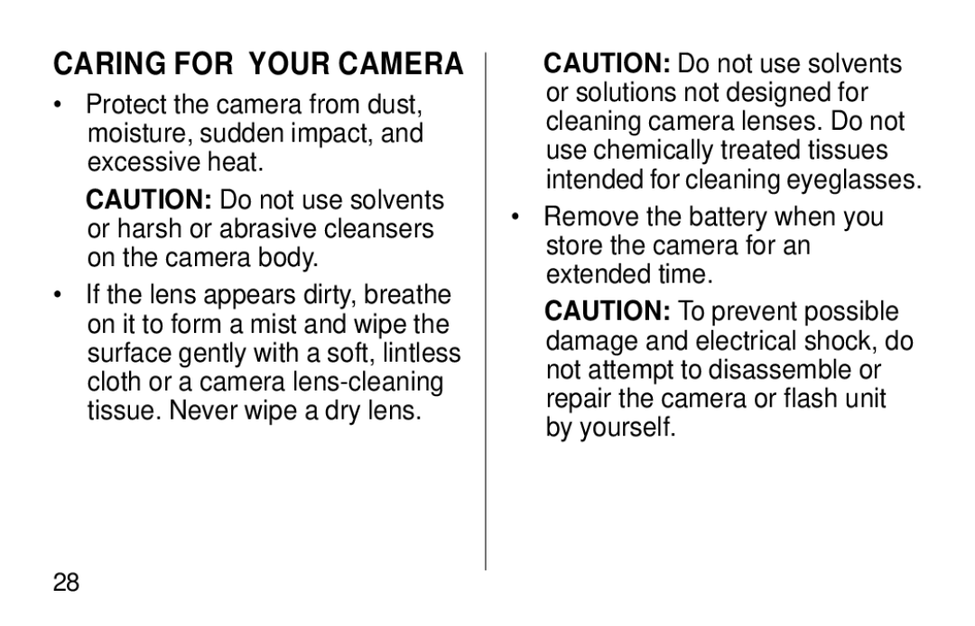 Kodak F620 Zoom manual Caring for Your Camera 