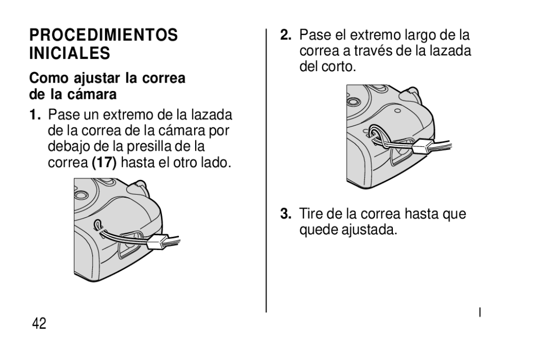 Kodak F620 Zoom manual Procedimientos Iniciales, Como ajustar la correa de la cá mara 