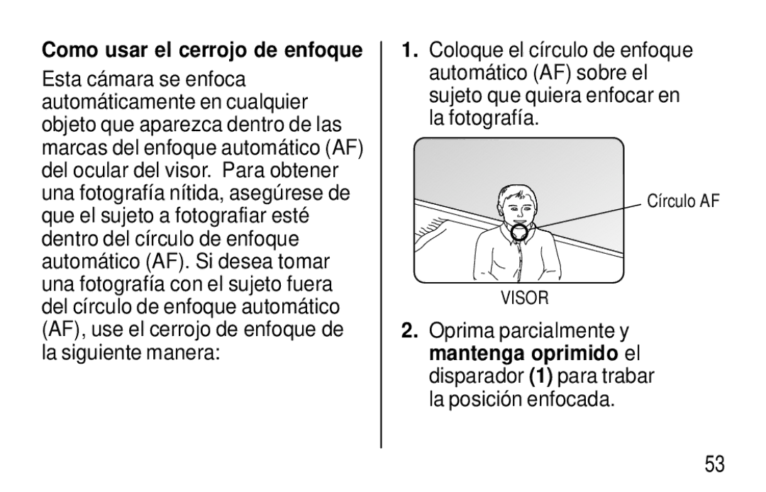 Kodak F620 Zoom manual Como usar el cerrojo de enfoque, Visor 