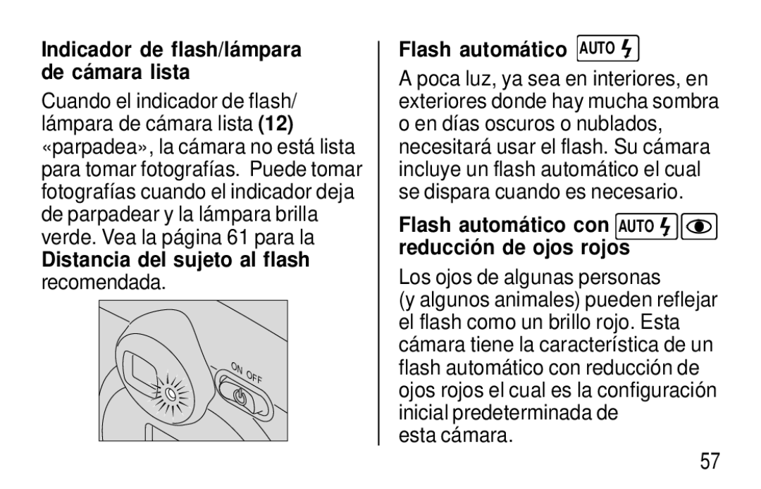 Kodak F620 Zoom manual Indicador de flash/lá mpara de cá mara lista, Distancia del sujeto al flash, Flash automá tico Auto 