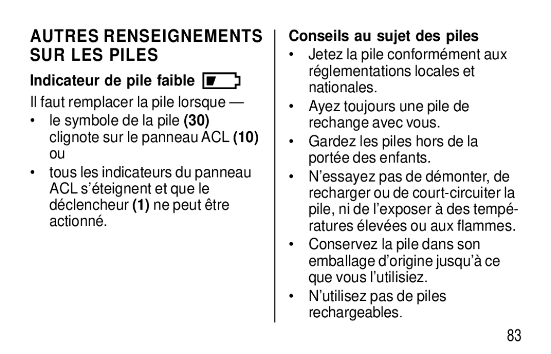 Kodak F620 Zoom manual Autres Renseignements SUR LES Piles, Indicateur de pile faible, Conseils au sujet des piles 