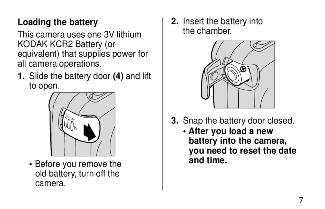 Kodak F620 Zoom manual Loading the battery 