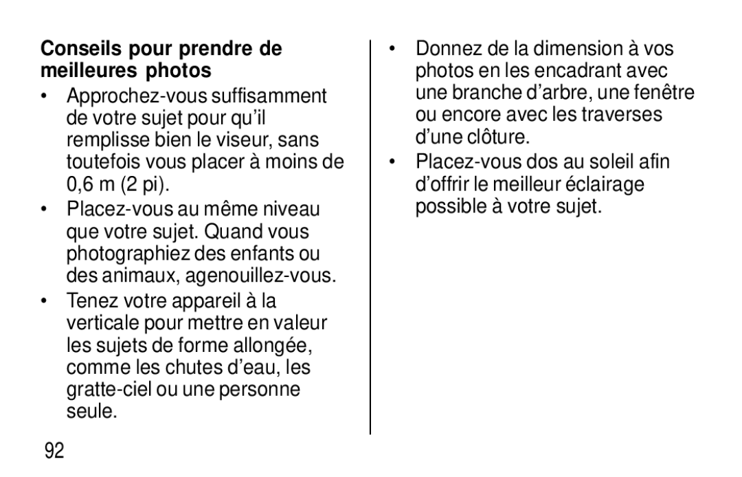 Kodak F620 Zoom manual Conseils pour prendre de meilleures photos 