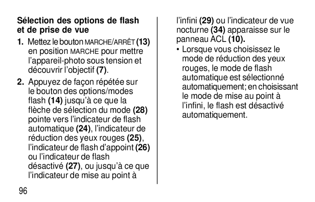 Kodak F620 Zoom manual Sé lection des options de flash et de prise de vue 