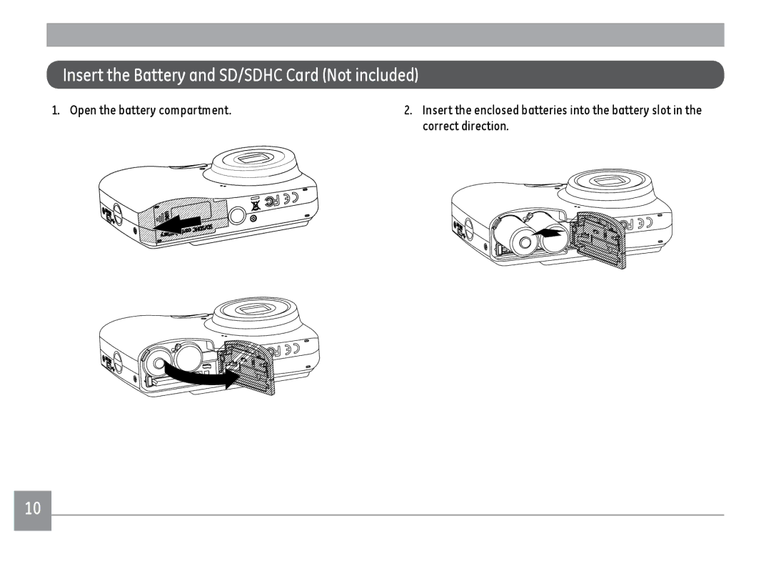 Kodak FD3 appendix Insert the Battery and SD/SDHC Card Not included 