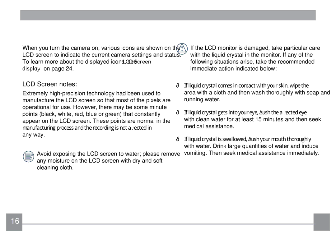 Kodak FD3 appendix About the LCD Screen, LCD Screen notes 