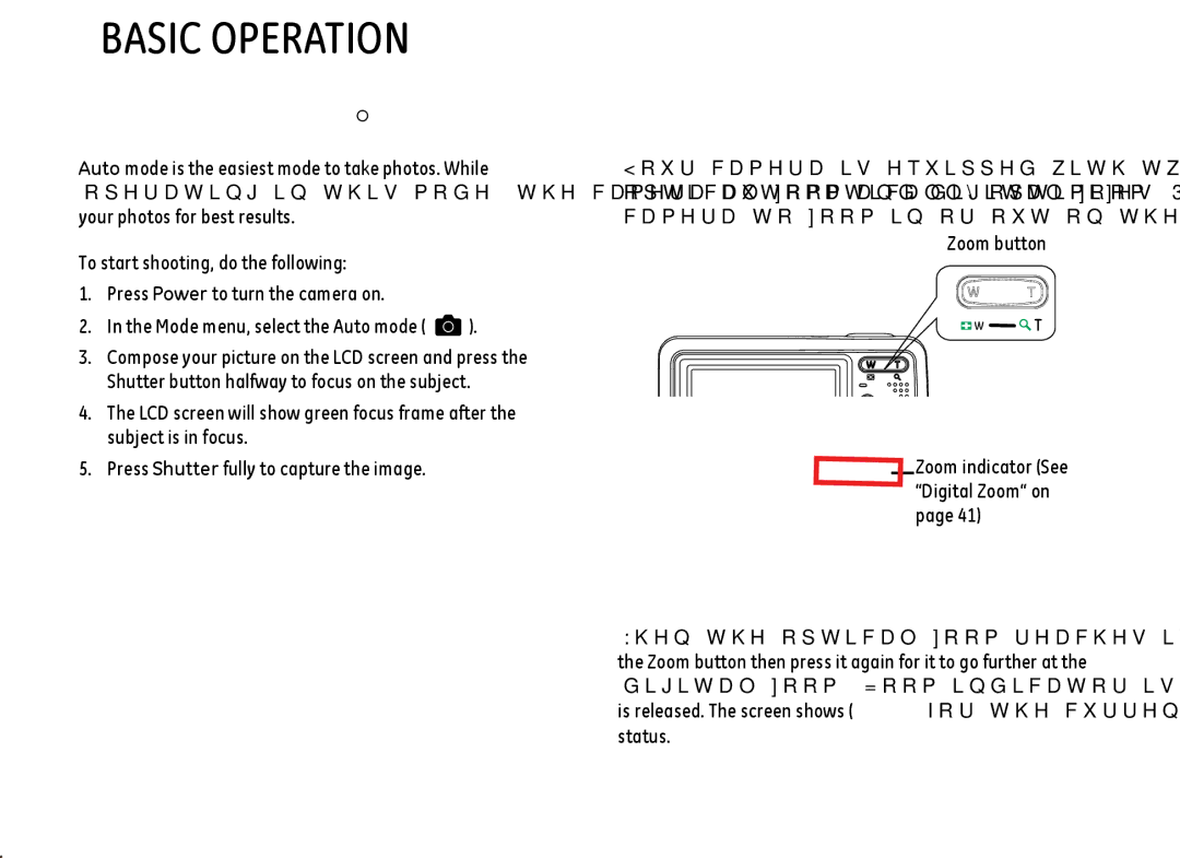 Kodak FD3 appendix Basic Operation, Shooting in Auto Mode, Using the Zoom Function 