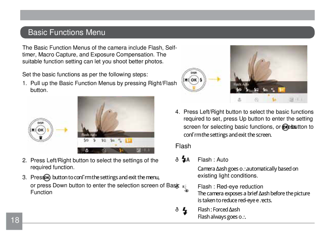 Kodak FD3 appendix Basic Functions Menu, Flash 