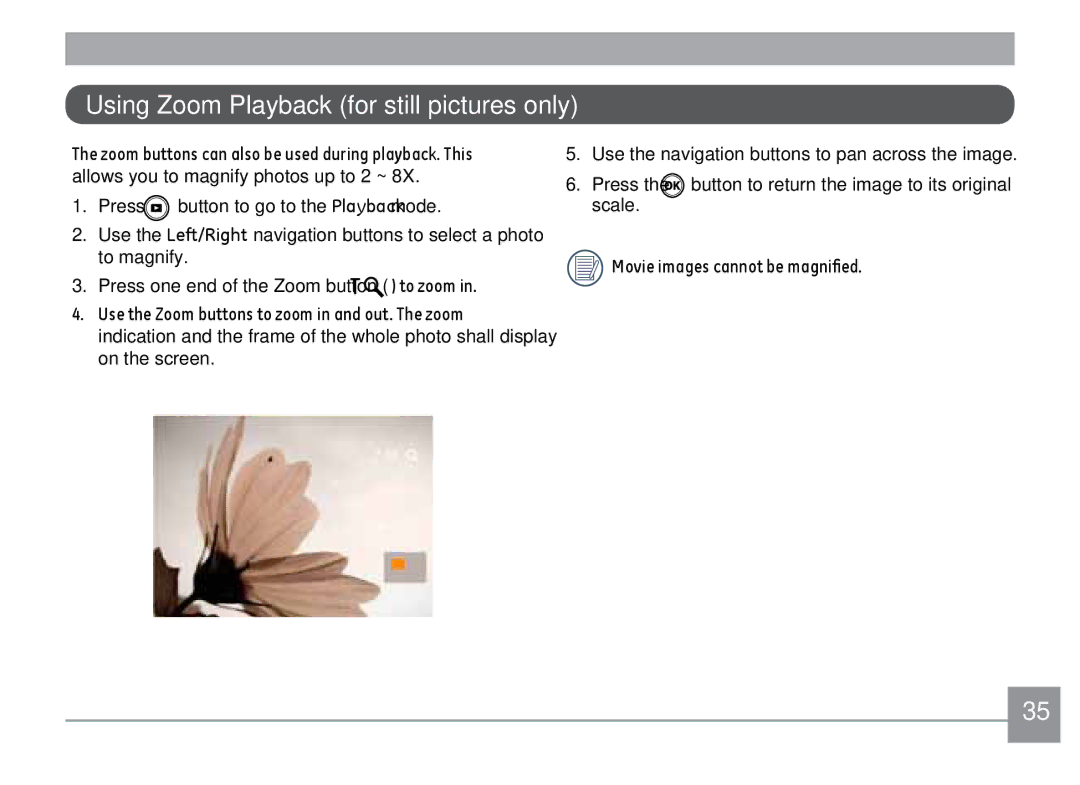 Kodak FD3 appendix Using Zoom Playback for still pictures only 