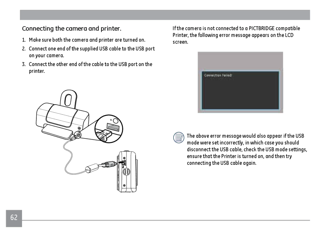 Kodak FD3 appendix Connecting the camera and printer 