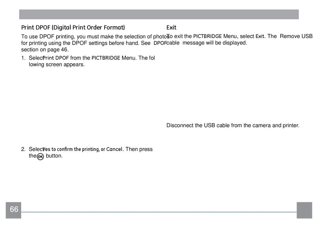 Kodak FD3 appendix Print Dpof Digital Print Order Format, Exit 