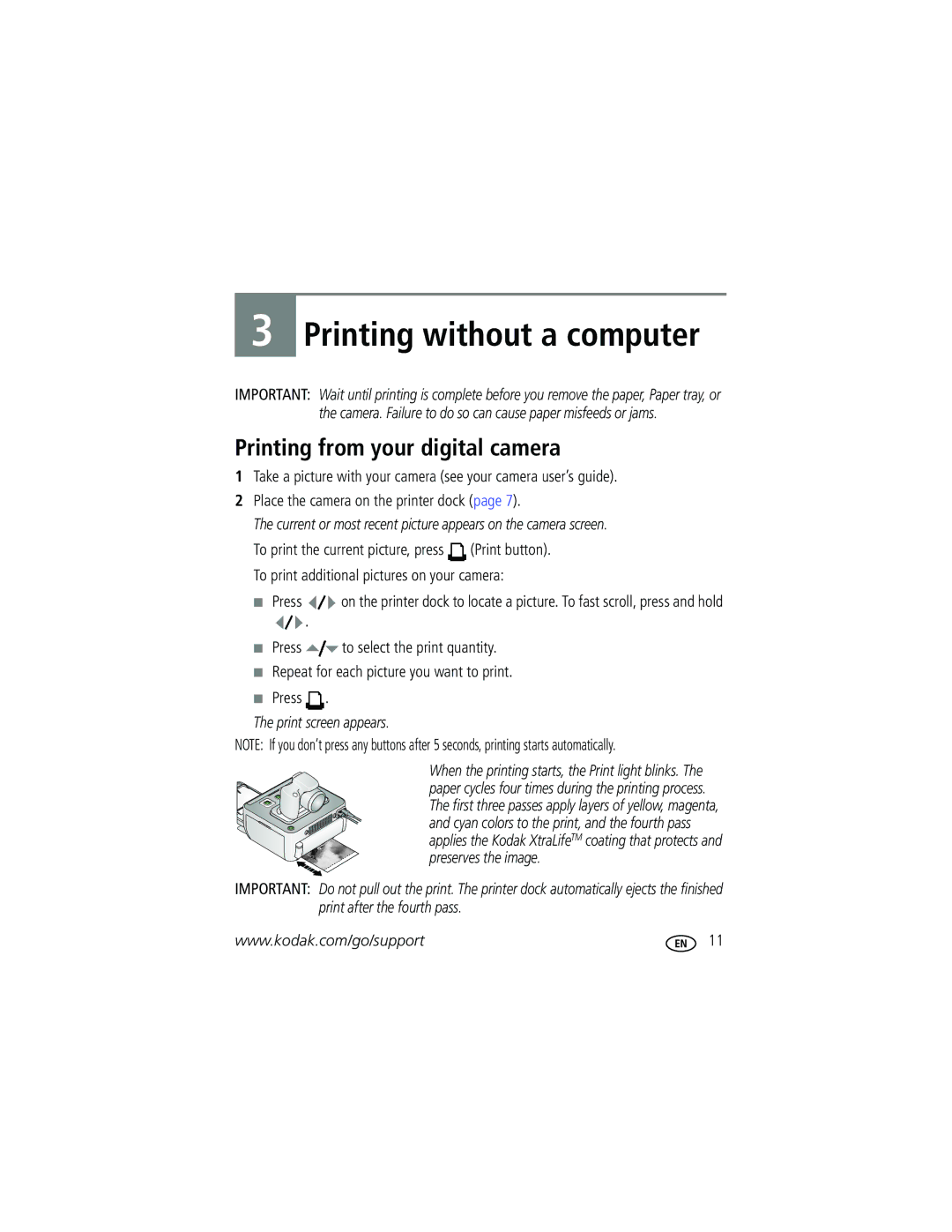 Kodak G600 manual Printing without a computer, Printing from your digital camera 