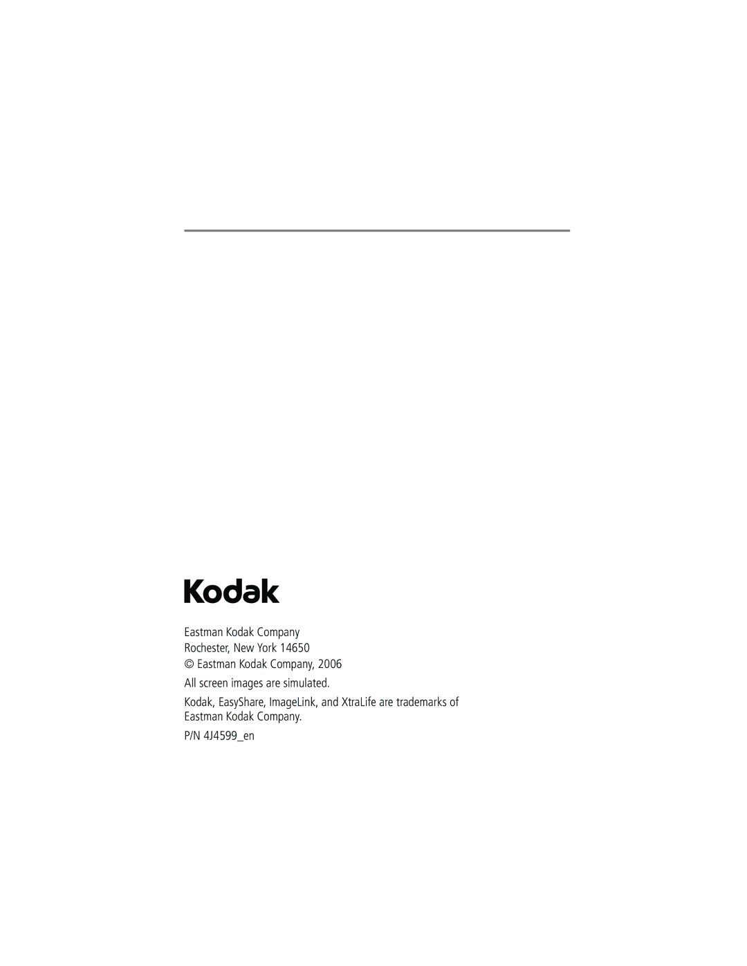 Kodak G600 manual Eastman Kodak Company Rochester, New York 