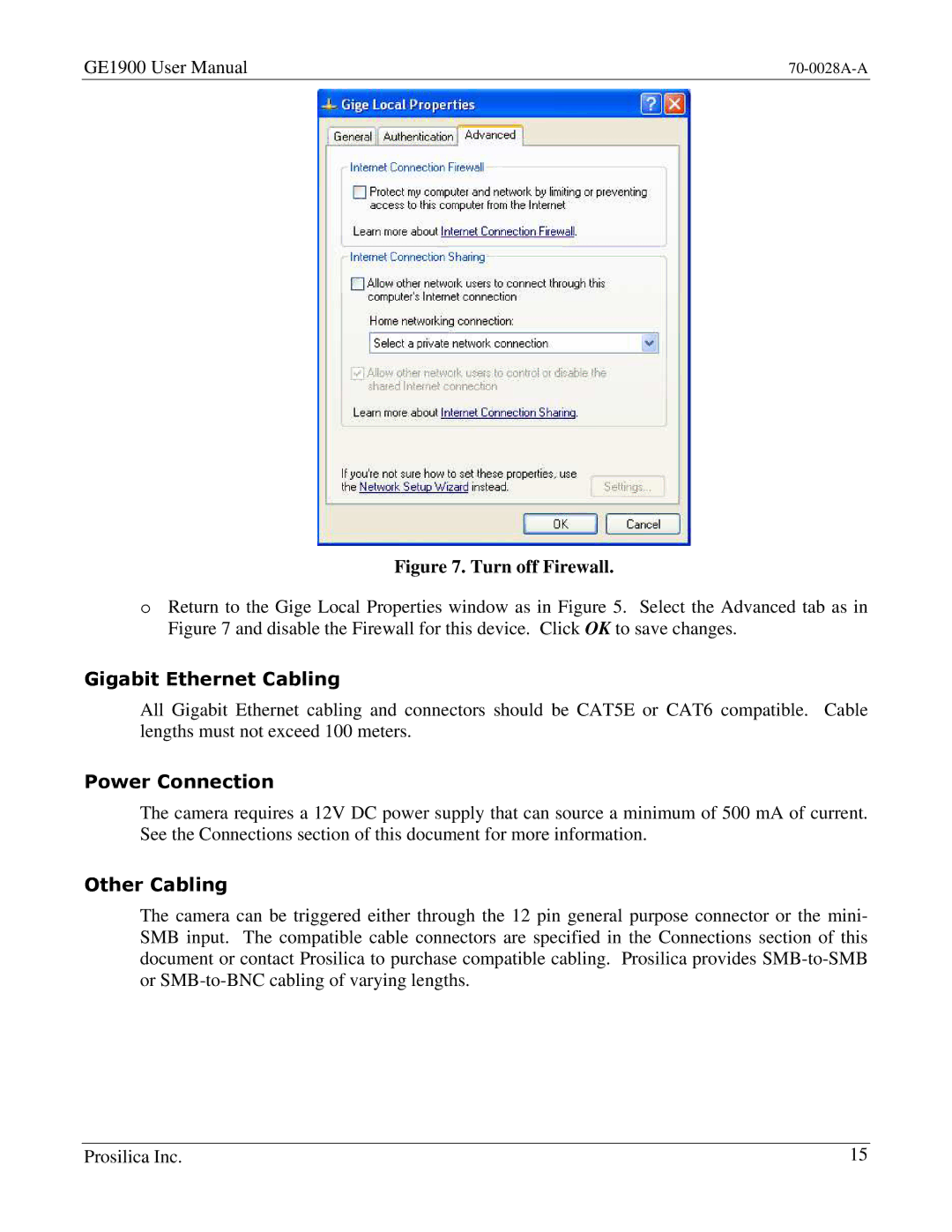 Kodak GE1900C user manual Gigabit Ethernet Cabling, Power Connection, Other Cabling 