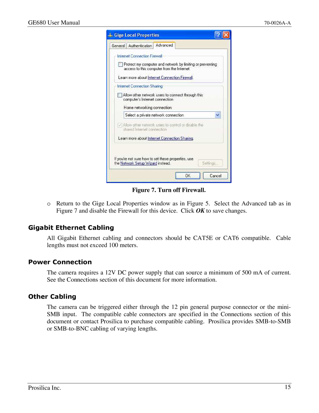 Kodak GE680C user manual Gigabit Ethernet Cabling, Power Connection, Other Cabling 