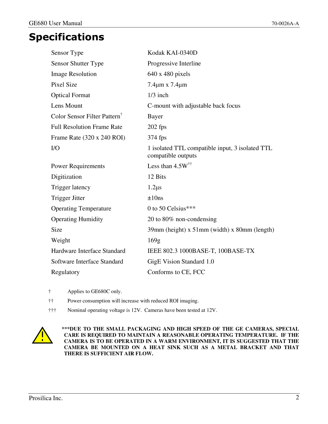 Kodak GE680C user manual Specifications 