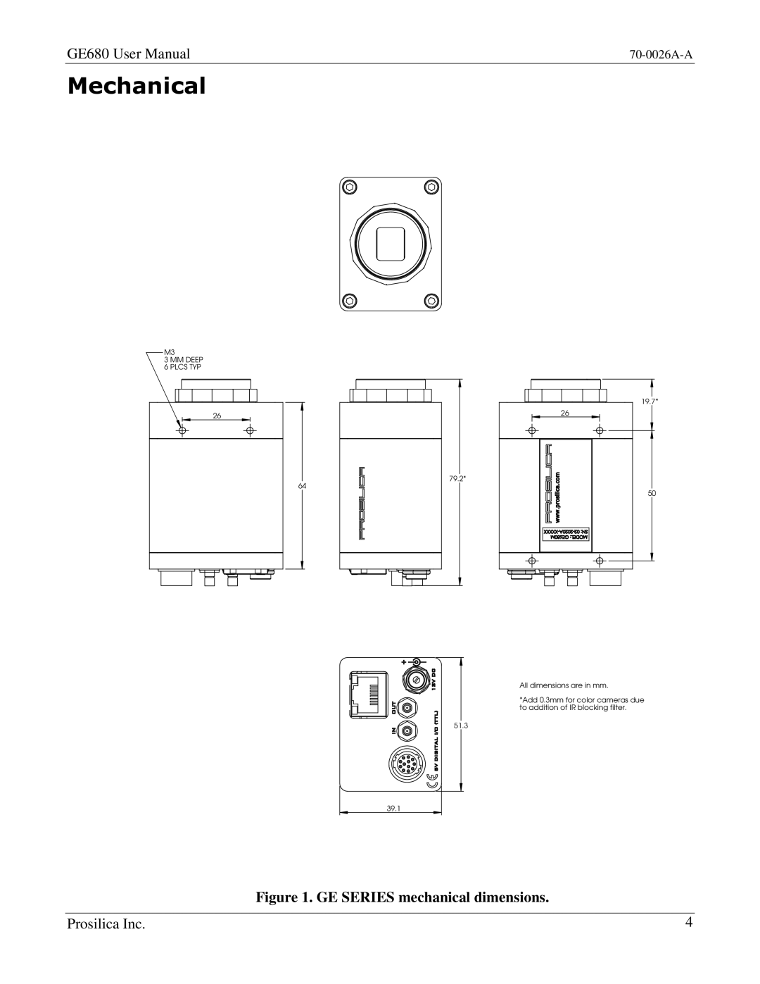 Kodak GE680C user manual Mechanical, MM Deep Plcs TYP 