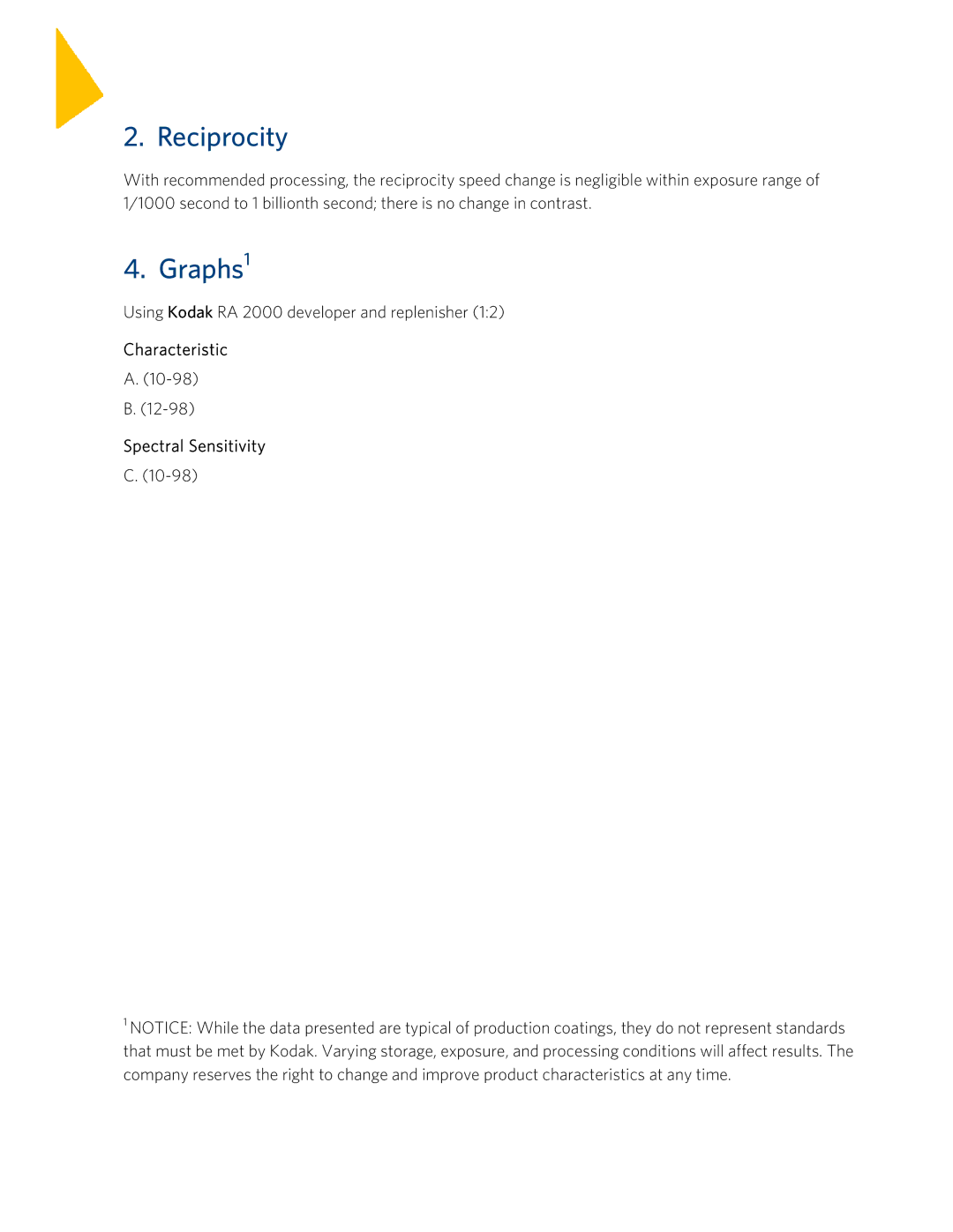 Kodak GRDM, GRD7 instruction sheet Reciprocity, Graphs1 