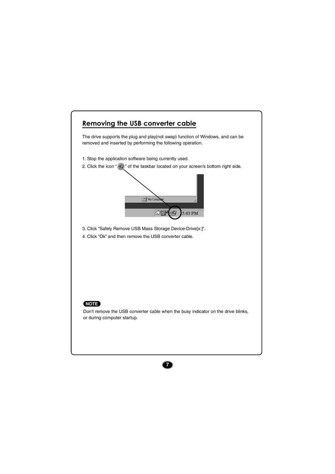 Kodak GSA-5120D manual Removing the USB converter cable 