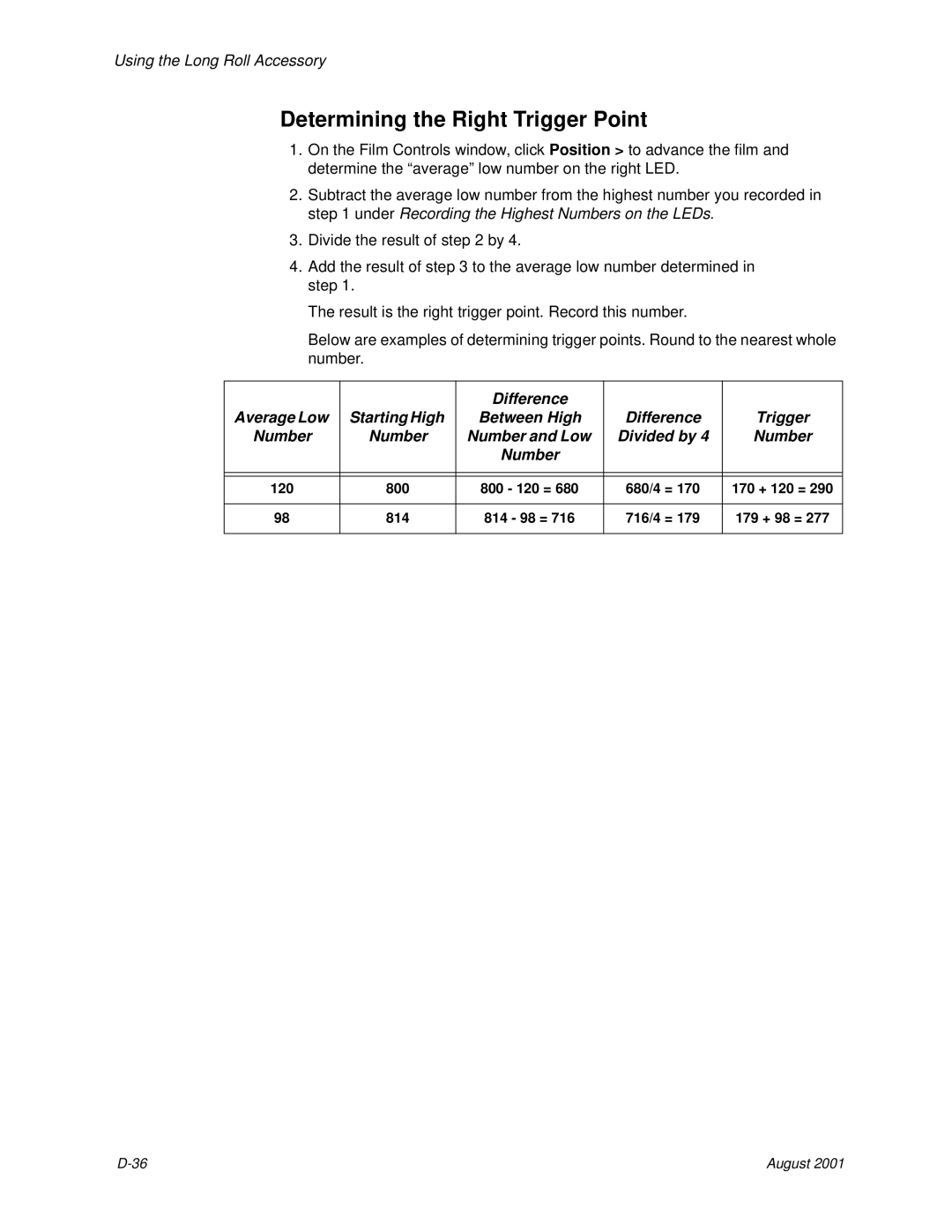 Kodak HR 500 manual Determining the Right Trigger Point 