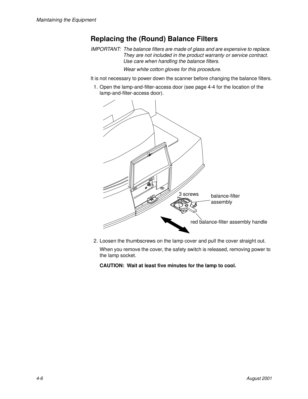 Kodak HR 500 manual Replacing the Round Balance Filters 