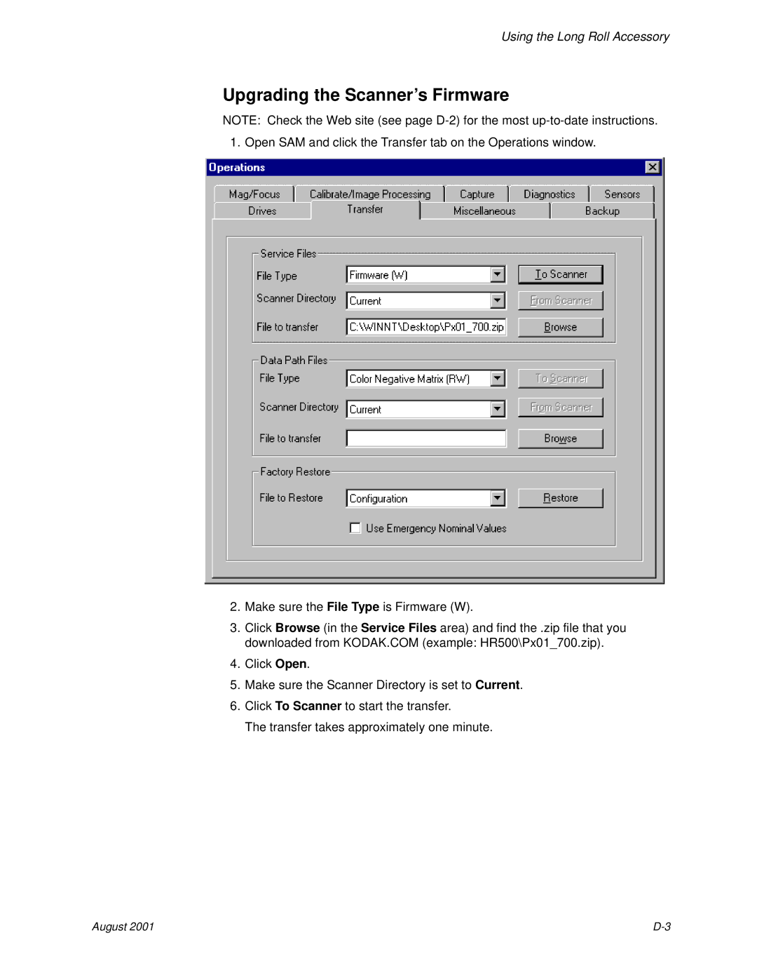 Kodak HR 500 manual Upgrading the Scanner’s Firmware 