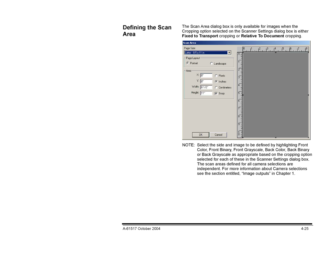 Kodak i100 Series manual Defining the Scan Area 