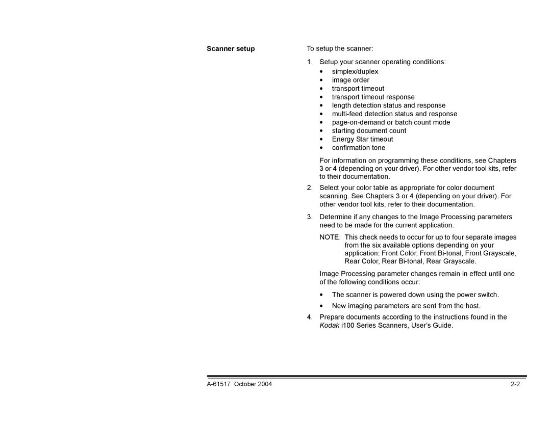 Kodak i100 Series manual Scanner setup 