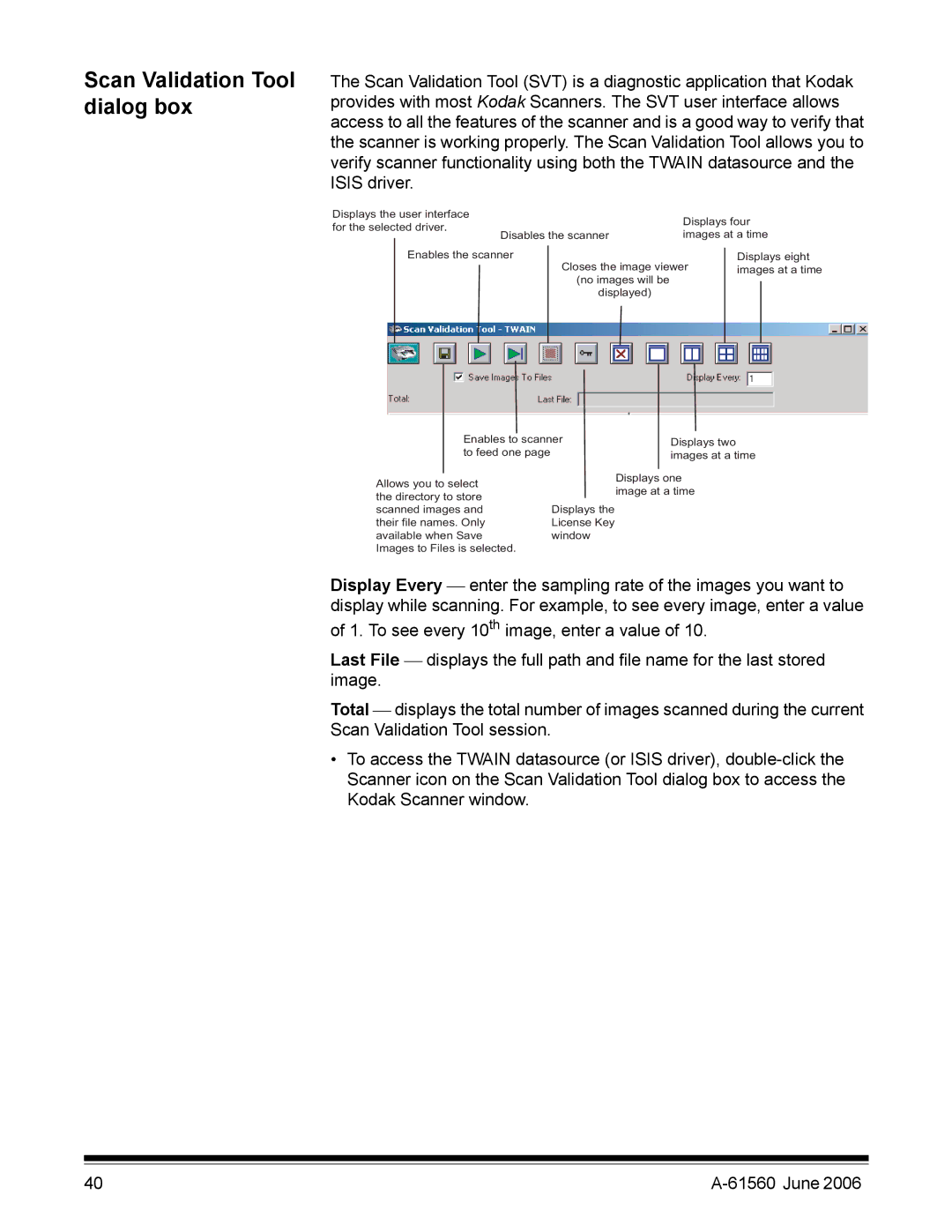 Kodak i1200 manual Scan Validation Tool dialog box 